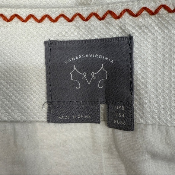 Anthropologie Vanessa Virginia Cream Pencil Skirt with Orange Appliques, Size 4 - Picture 5 of 8